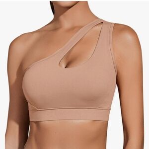 One Shoulder Tan Sports Bra Size S